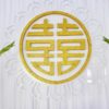 Large White Round Signage with Gold Double Joy 60cm