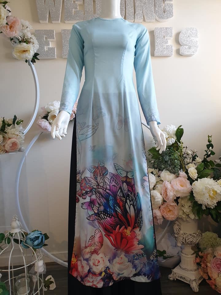 Blue Butterfly Silk Ao Dai – My Love Forever Grows